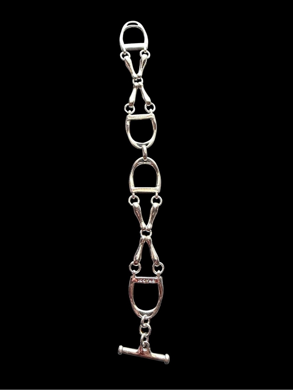 Vintage Braggi Silver Tone Horse Bit Equestrian Chain Link Bracelet